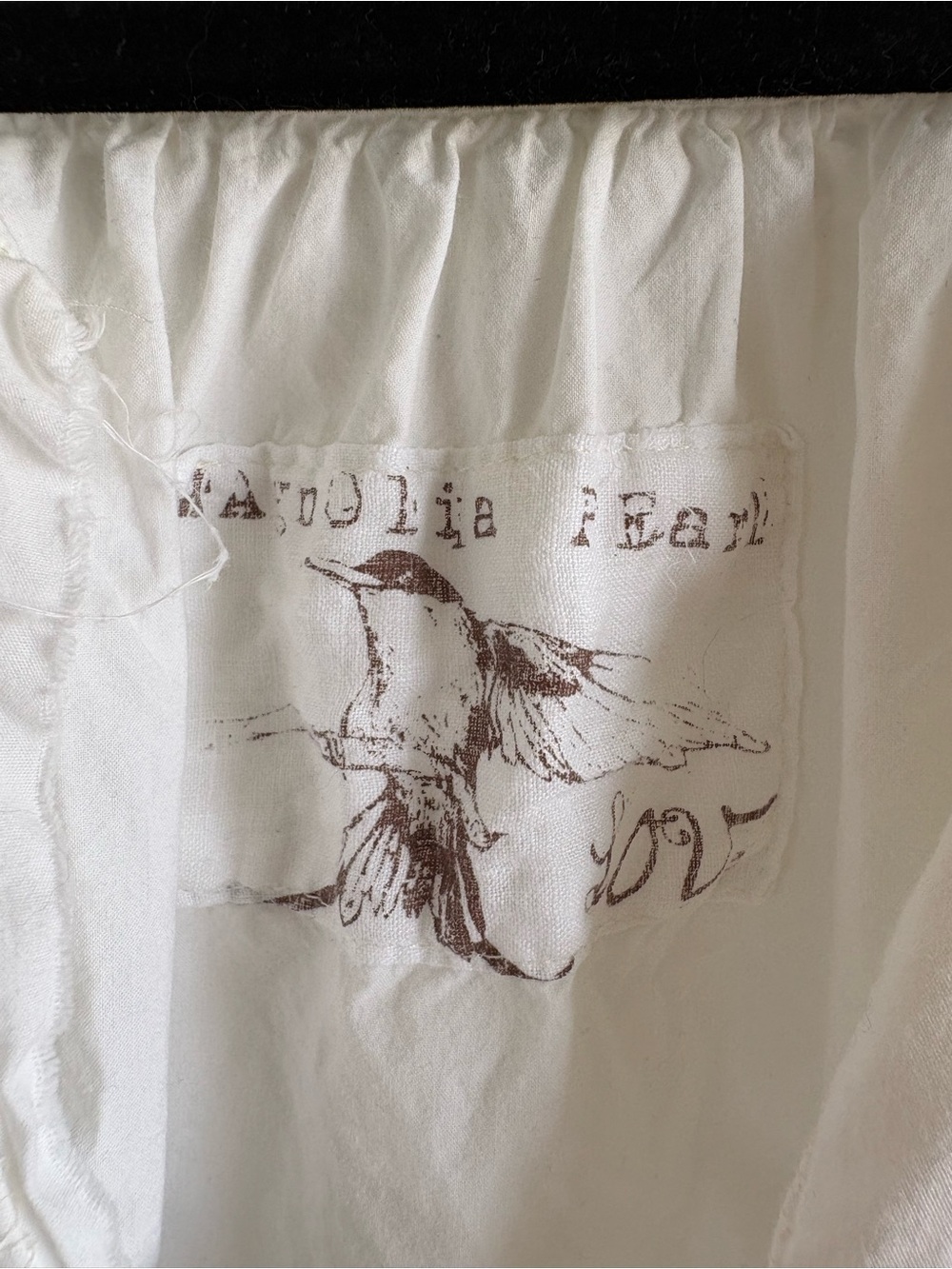 Magnolia Pearl White Lily Minnie Peasant Blouse Empire Waist Shirring Raw Edge - Picture 3 of 8